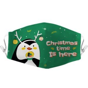 Cubre boca pingüino navideño